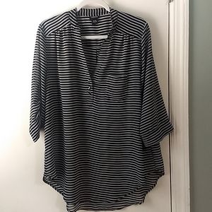 Torrid Black and White Gauzy Tunic Top